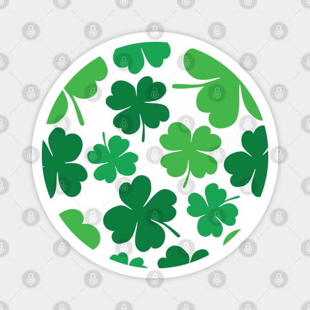 Lucky 4 Leaf Clover Pattern (green/white) Magnet by designminds1